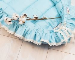 Hnízdečko pro miminko LUX - BOHO STYLE mátové - BabyNellys - obrázek 3