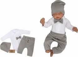 Souprava kojenecká 4-dílná - ELEGANT BOY bílo-šedá - vel.56 - obrázek 1