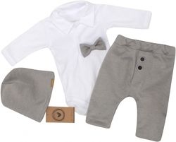 Souprava kojenecká 4-dílná - ELEGANT BOY bílo-šedá - vel.80 - obrázek 2