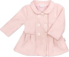 Luxusní dívčí flaušový kabátek - DVOJITÉ ZAPÍNÁNÍ pudrově růžový - vel.56 - obrázek 1