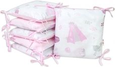 Mantinel do postýlky polštářkový bavlna - NEW LOVE BABY s růžovou - BabyNellys - obrázek 1