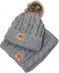 Čepice zimní pletená s komínkem - COPÁNKOVÝ VZOR šedá - vel.3-5let - obrázek 1