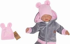 Čepice kojenecká semišková - TEDDY světle růžová - vel.80-86 - obrázek 1