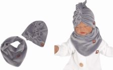 Stylová čepička semišková se šátkem - TURBAN šedá - vel.6-12měs. - obrázek 1