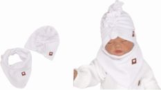 Stylová čepička semišková se šátkem - TURBAN bílá - vel.1-3roky - obrázek 1