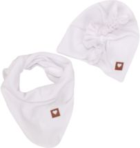 Stylová čepička semišková se šátkem - TURBAN bílá - vel.1-3roky - obrázek 2