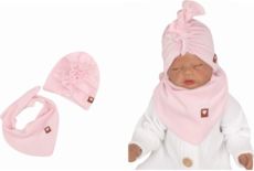 Stylová čepička semišková se šátkem - TURBAN světle růžová - vel.6-12měs. - obrázek 1