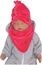 Stylová čepička semišková se šátkem - TURBAN amarant - vel.0-6měs. - obrázek 3