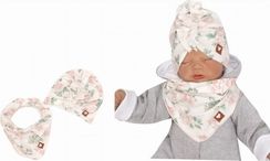 Stylová čepička bavlněná se šátkem - TURBAN květy na smetanovém - vel.0-6měs. - obrázek 1