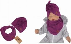 Stylová čepička bavlněná se šátkem - TURBAN švestka - vel.6-12měs. - obrázek 1