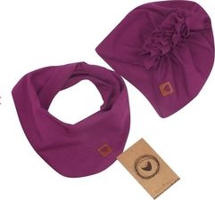 Stylová čepička bavlněná se šátkem - TURBAN švestka - vel.6-12měs. - obrázek 2