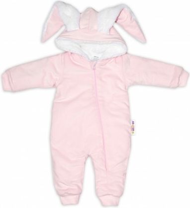 Baby Nellys Manšestrová kombinézka/overálek s kožíškem Cute Bunny - růžová - obrázek 1