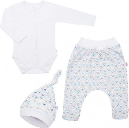 3-dílná bavlněná kojenecká souprava New Baby Kiddy bílo-modrá, Bílá, 56 (0-3m) - obrázek 1