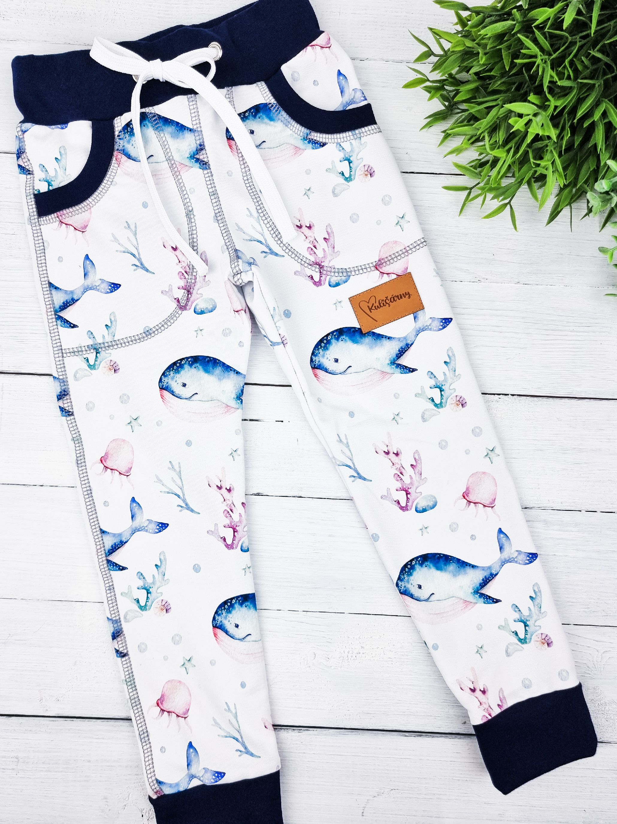 Kulišárny (handmade) Tepláčky ,,OCEÁN,, navy VELIKOST: 86-92 - obrázek 1