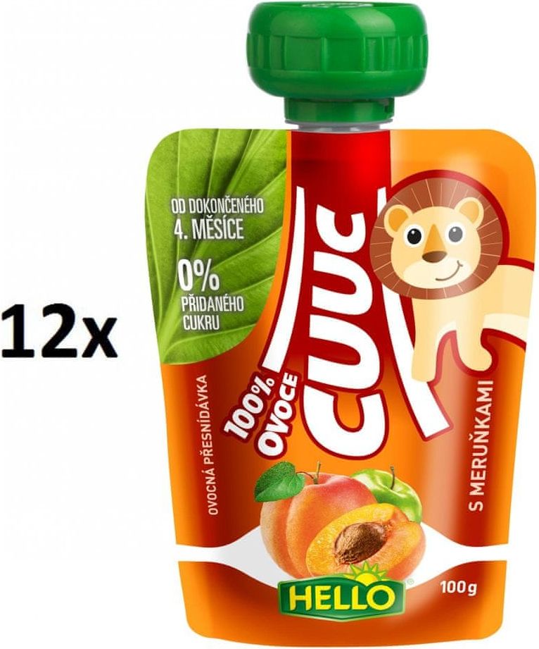 Hello Cuuc 100% ovocná kapsička s meruňkami 12x100g - obrázek 1