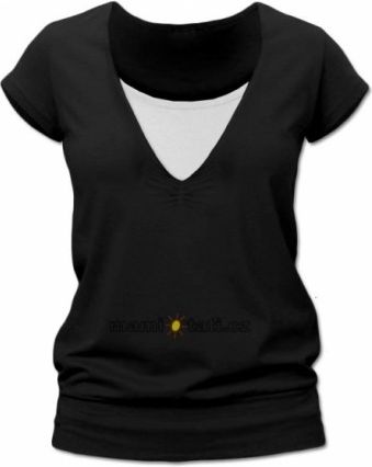 Kojící,těhotenské triko JULIE - černá, Velikosti těh. moda S/M - obrázek 1
