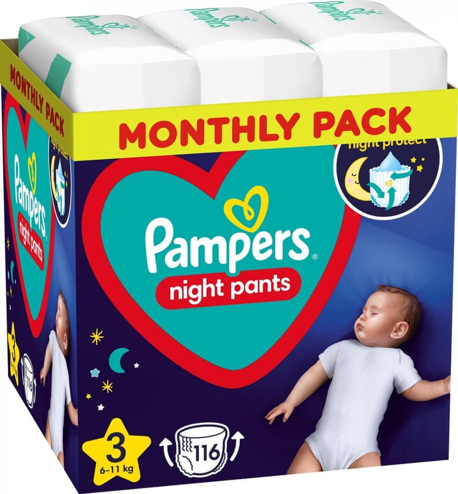 Pampers Night Pants Plenkové Kalhotky Velikost 3, 116 Kalhotek, 6kg-11kg - obrázek 1