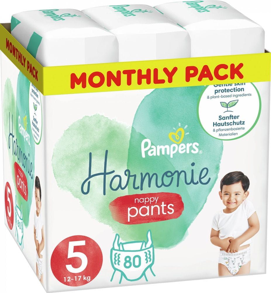 Pampers Plenkové Kalhotky Pants Harmonie Velikost 5, 80 Kalhotek, 12kg-17kg - obrázek 1