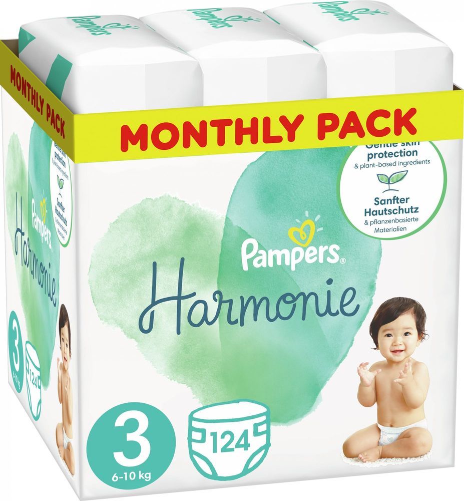 Pampers Harmonie Plenky Velikost 3, 124 Plenek, 6kg-10kg - obrázek 1