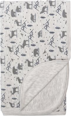 Mamatti Dětská oboustranná bavlněná deka, 80 x 90 cm, Hory, šedá s potiskem - obrázek 1