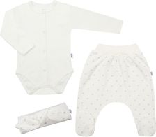 Souprava kojenecká 3-dílná bavlna - KIDDY mašličky smetanová - vel.56 - obrázek 1