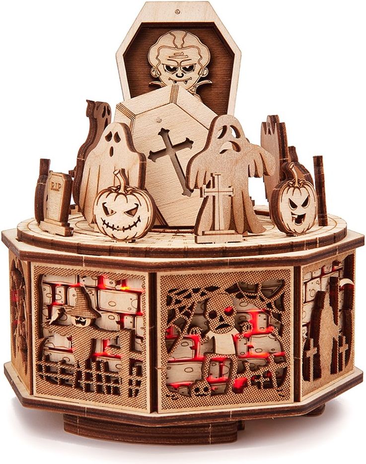 Wood Trick  "Veselý Halloween" - 3D dřevěné mechanické puzzle - obrázek 3