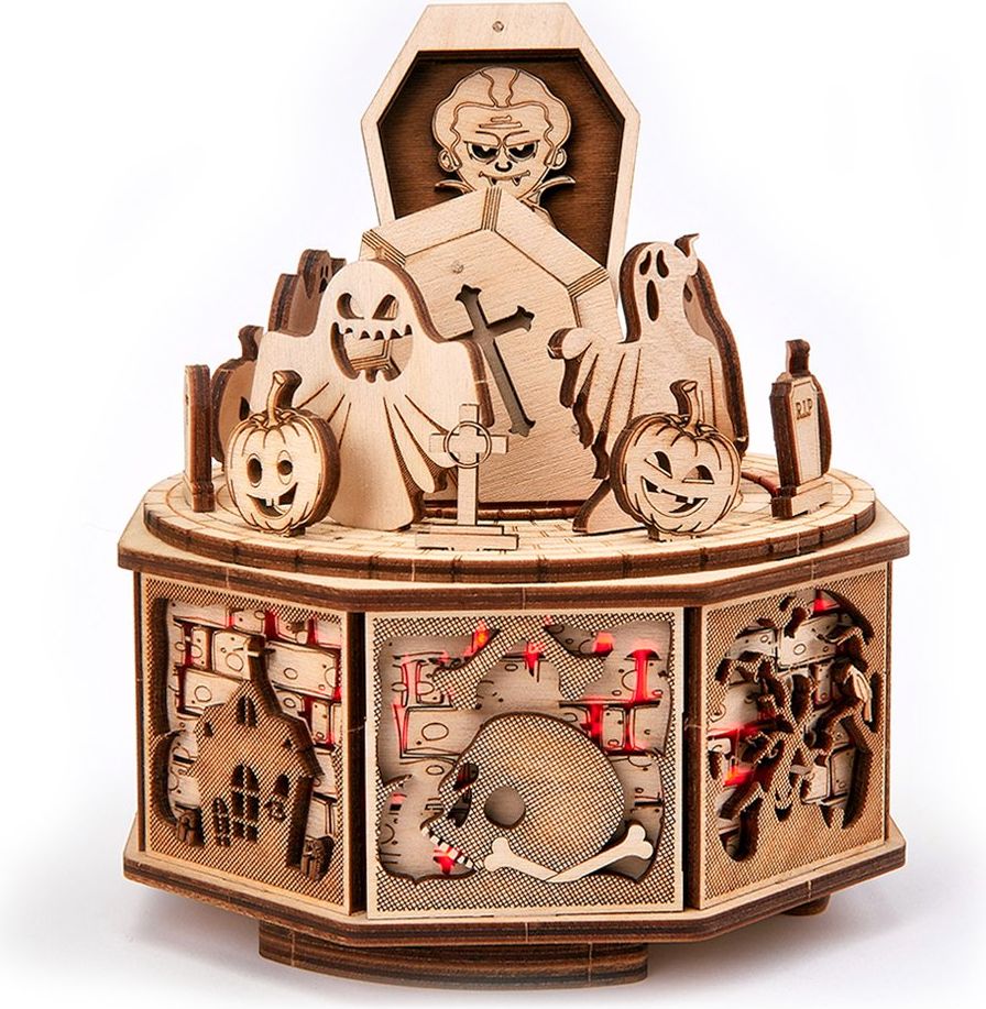 Wood Trick  "Veselý Halloween" - 3D dřevěné mechanické puzzle - obrázek 4