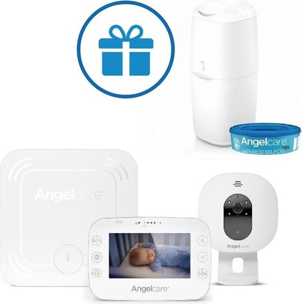 ANGELCARE AC327 Monitor pohybu dechu a el. video chůvička + koš na pleny Classic + 1 kazeta - obrázek 1