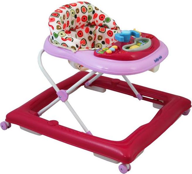 Dětské chodítko Baby Mix Varianta: s volantem a silikonovými kolečky šedo-bílé - multicolor - obrázek 2