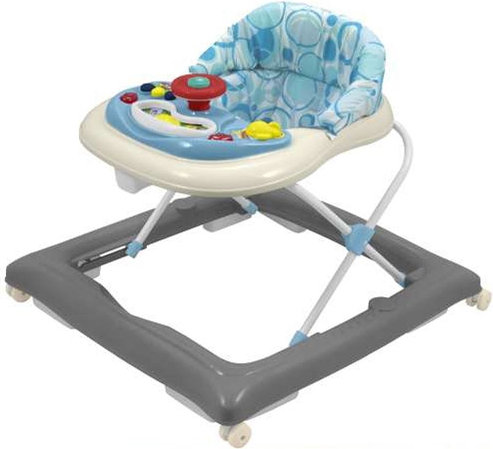 Dětské chodítko Baby Mix Varianta: s volantem a silikonovými kolečky šedo-bílé - multicolor - obrázek 3