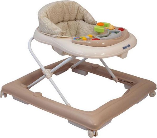 Dětské chodítko Baby Mix Varianta: s volantem a silikonovými kolečky šedo-bílé - multicolor - obrázek 7