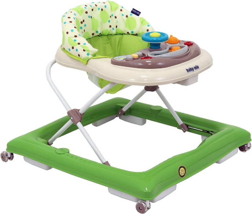 Dětské chodítko Baby Mix Varianta: s volantem a silikonovými kolečky šedo-bílé - multicolor - obrázek 8