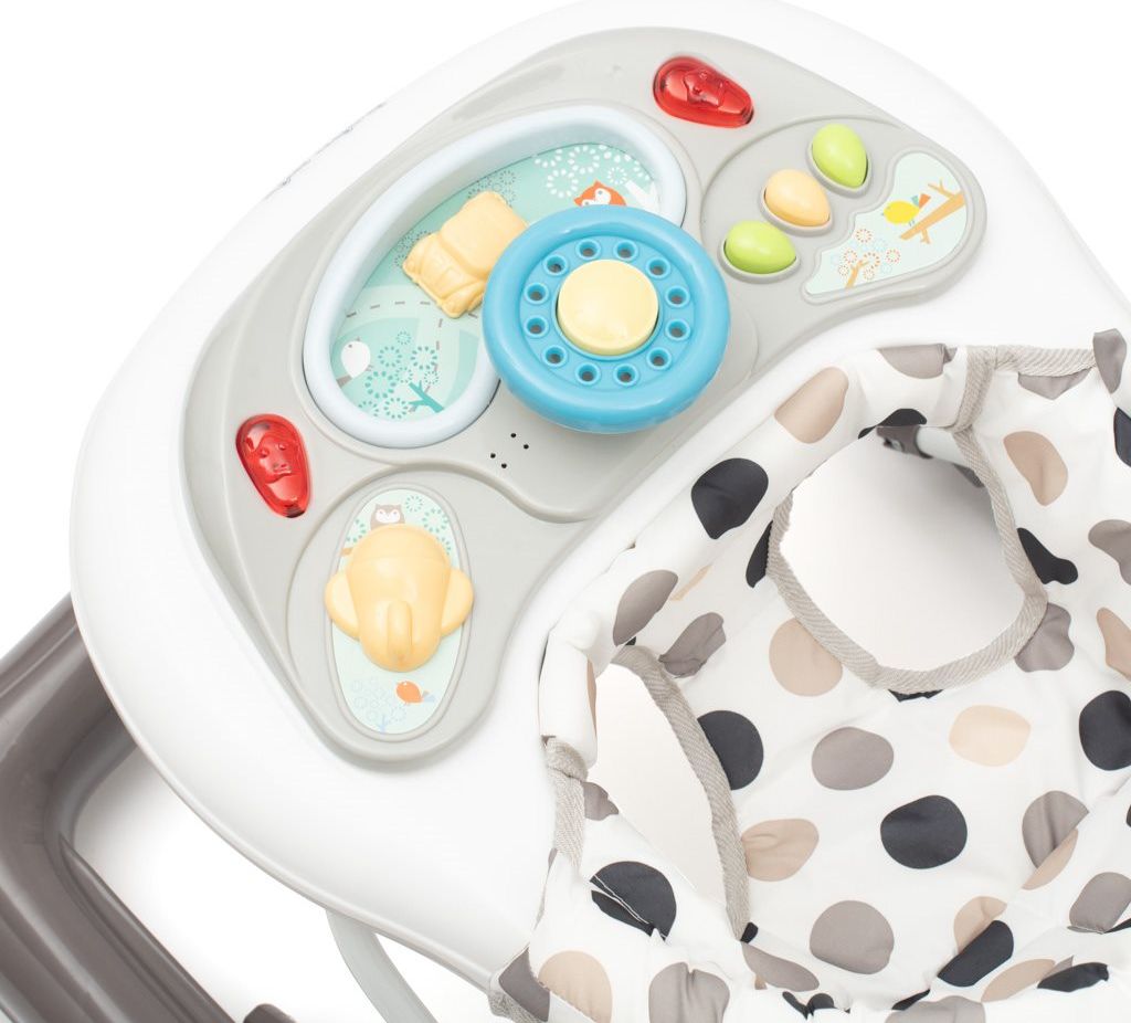 Dětské chodítko Baby Mix Varianta: s volantem a silikonovými kolečky šedo-bílé - multicolor - obrázek 9