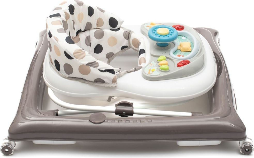Dětské chodítko Baby Mix Varianta: s volantem a silikonovými kolečky šedo-bílé - multicolor - obrázek 10