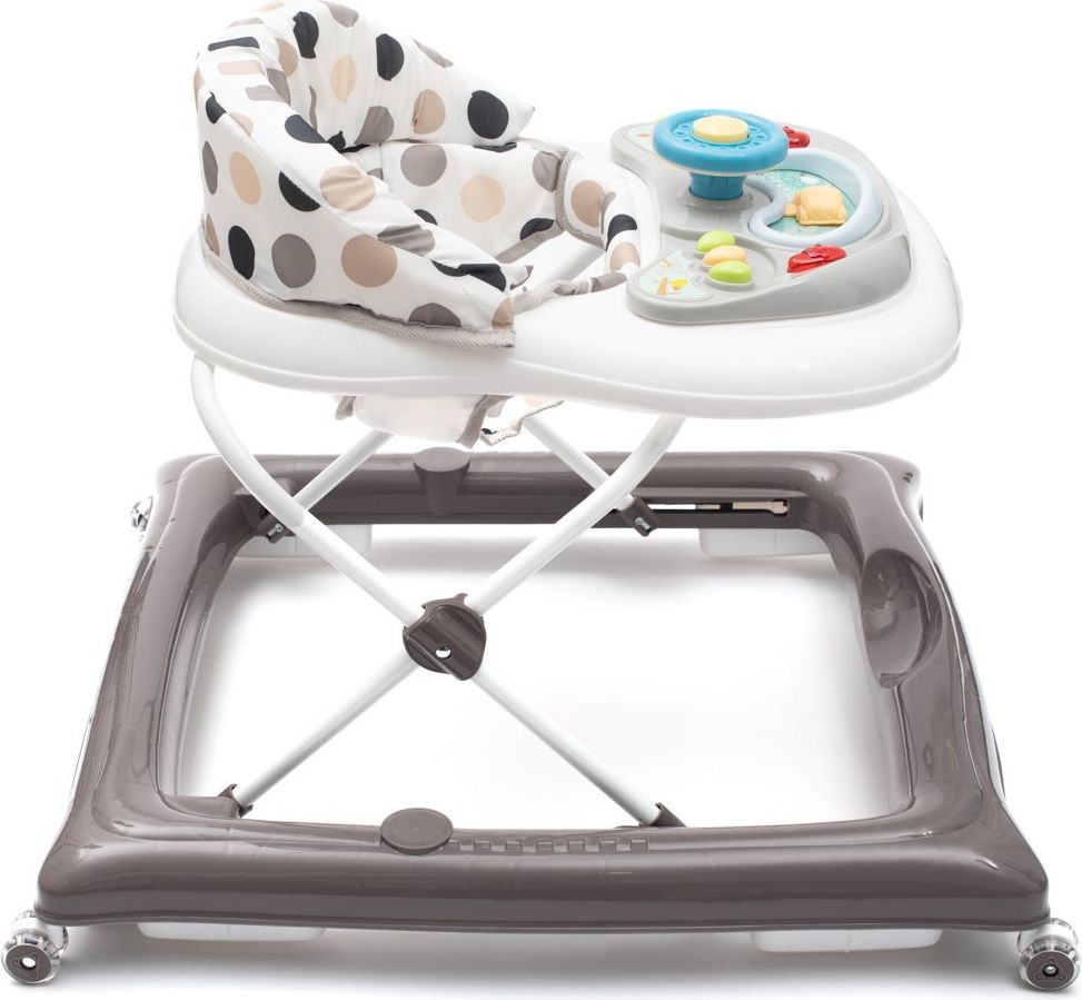 Dětské chodítko Baby Mix Varianta: s volantem a silikonovými kolečky šedo-bílé - multicolor - obrázek 11