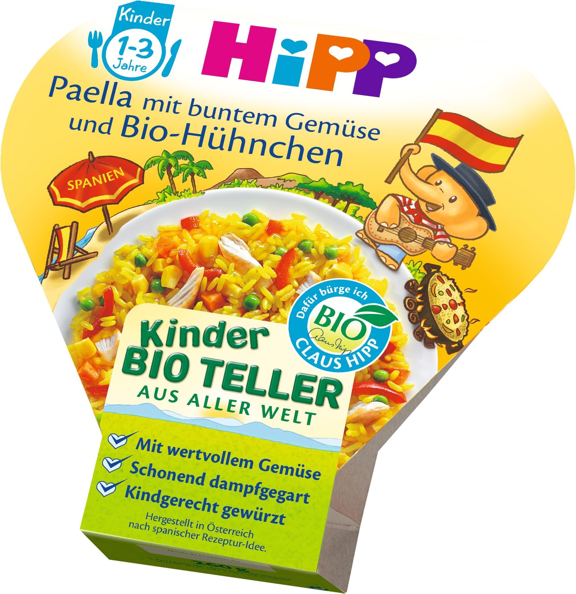 HiPP BIO Paella se zeleninou a kuřecím masem 250g - obrázek 1