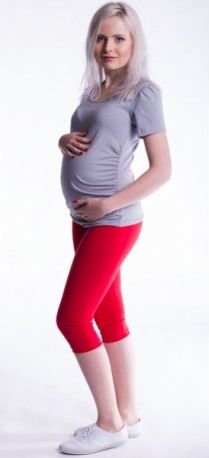 Těhotenské barevné legíny 3/4 délky - červená, Velikosti těh. moda M (38) - obrázek 1