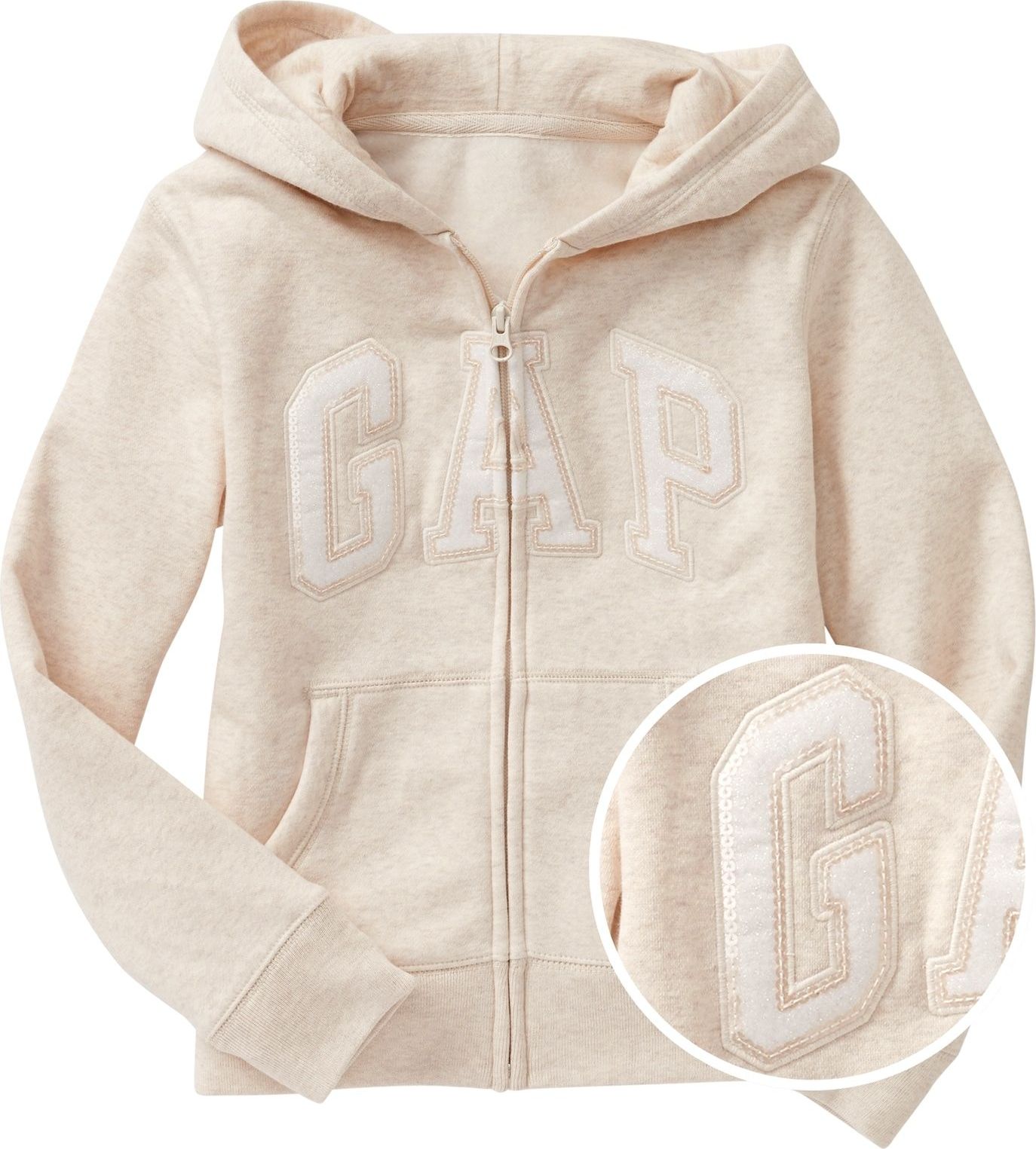 Béžová holčičí mikina GAP Logo zip hoodie in fleece - 116-128 - obrázek 1