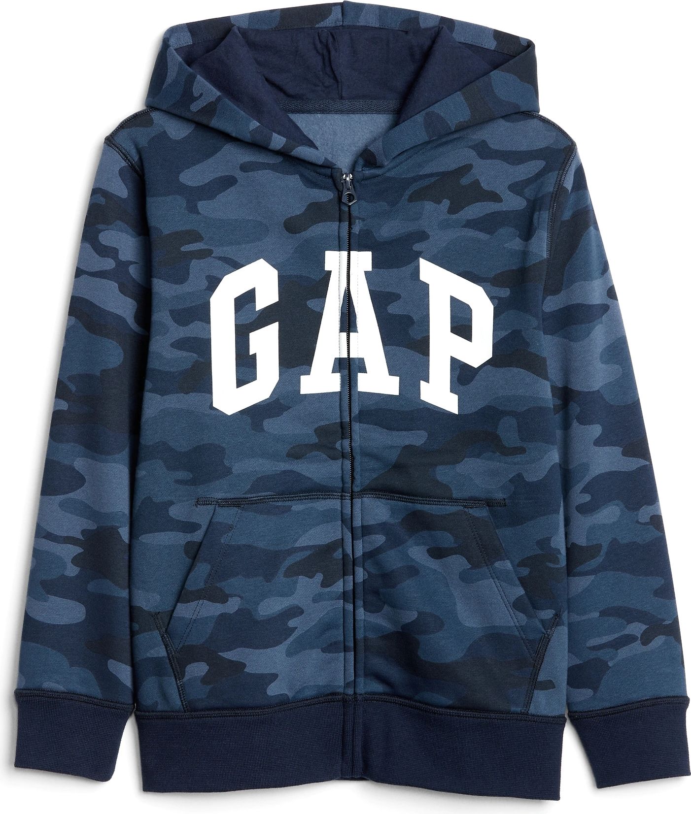 Modrá klučičí mikina GAP Logo fleece hoodie - 116-128 - obrázek 1