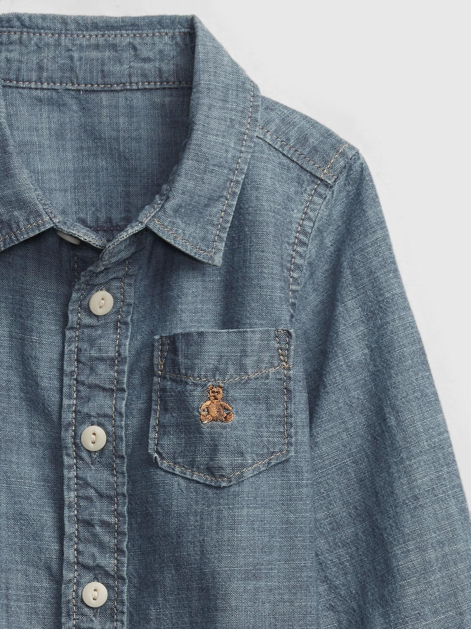 Modrá klučičí košile chambray shirt - 50-62 - obrázek 3