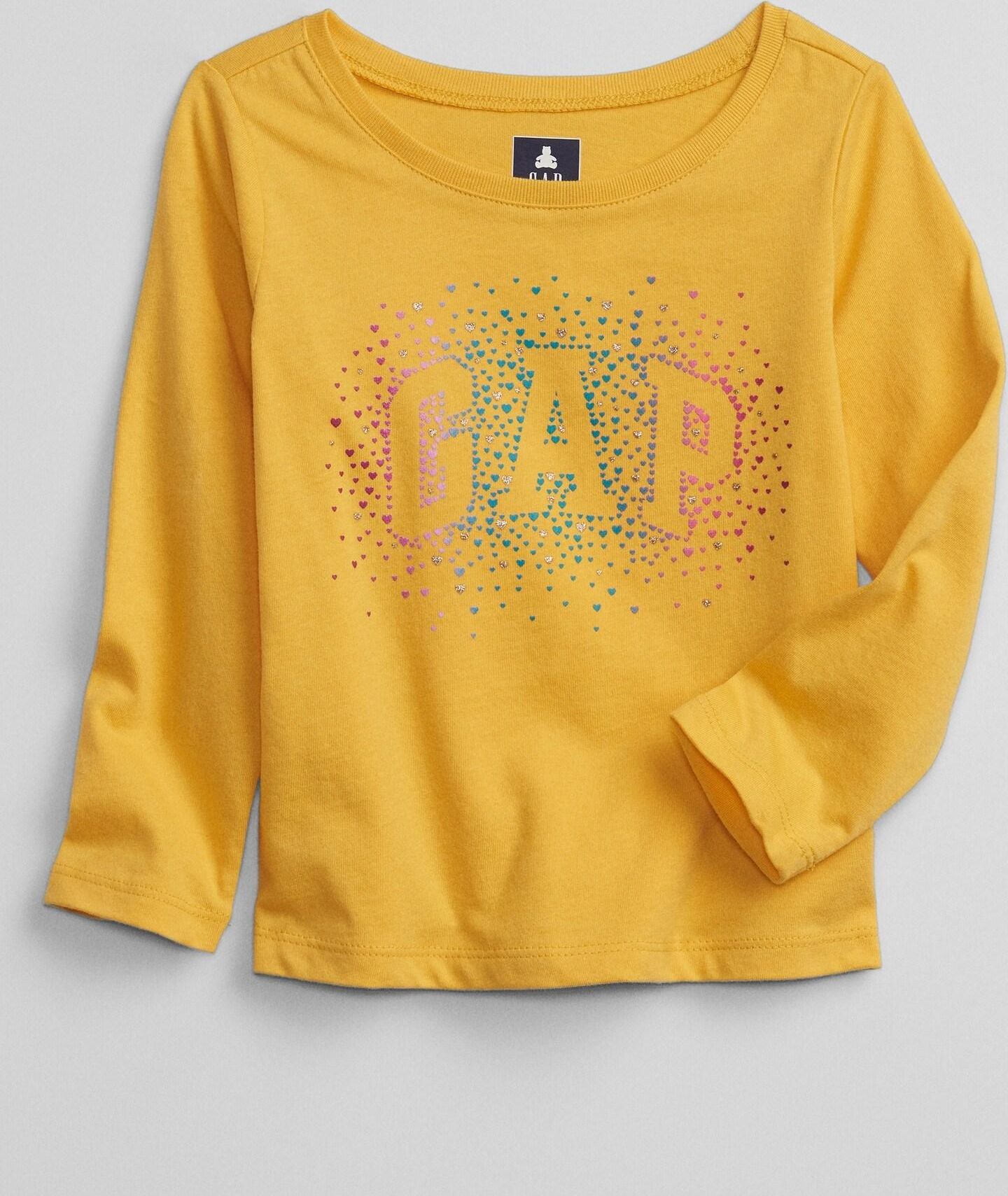 Žluté holčičí tričko GAP Logo long sleeve t-shirt - 80-86 - obrázek 1