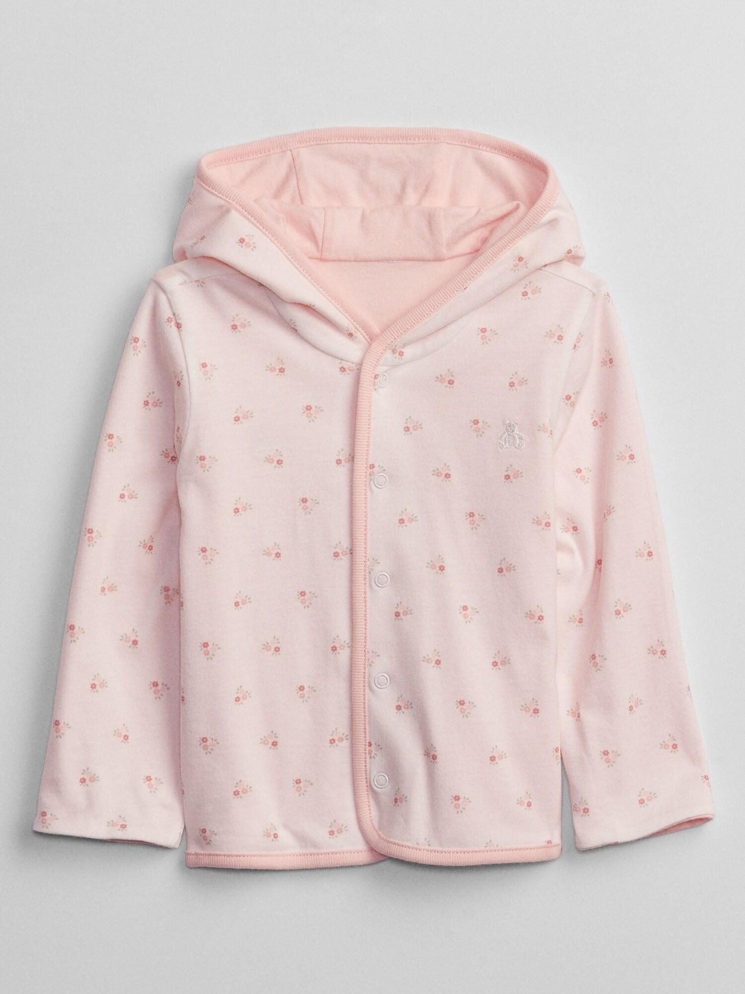 Růžová holčičí mikina long sleeve rev hoodie - 50-62 - obrázek 1
