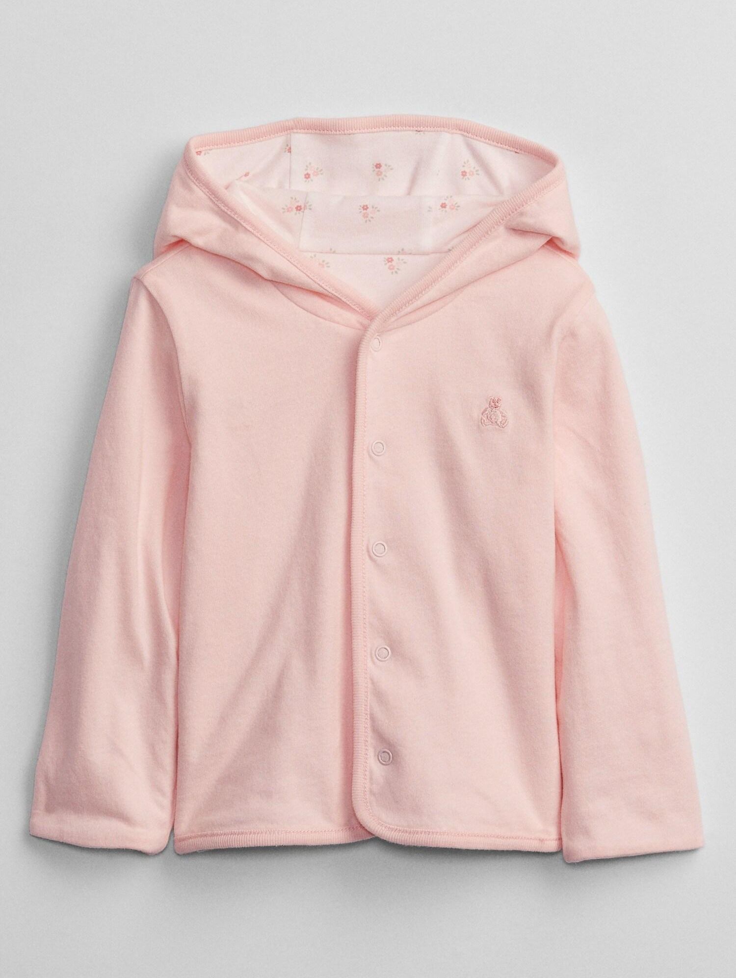 Růžová holčičí mikina long sleeve rev hoodie - 50-62 - obrázek 2