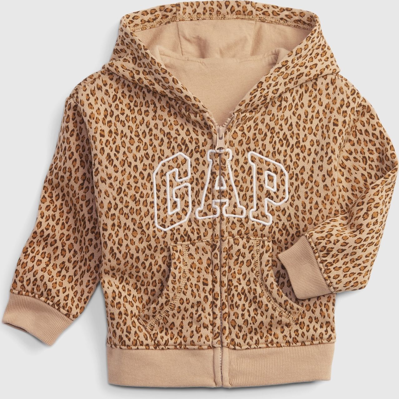 Béžová holčičí mikina GAP Logo leopard - 50-62 - obrázek 1