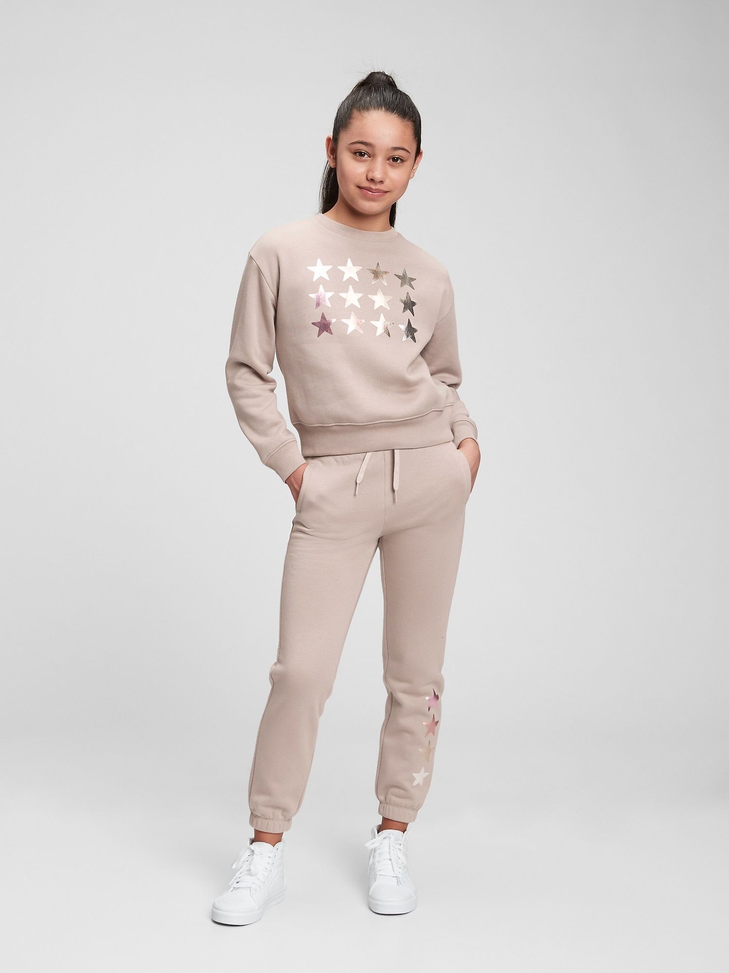 Béžové holčičí tepláky slouchy jogger - 134-140 - obrázek 2