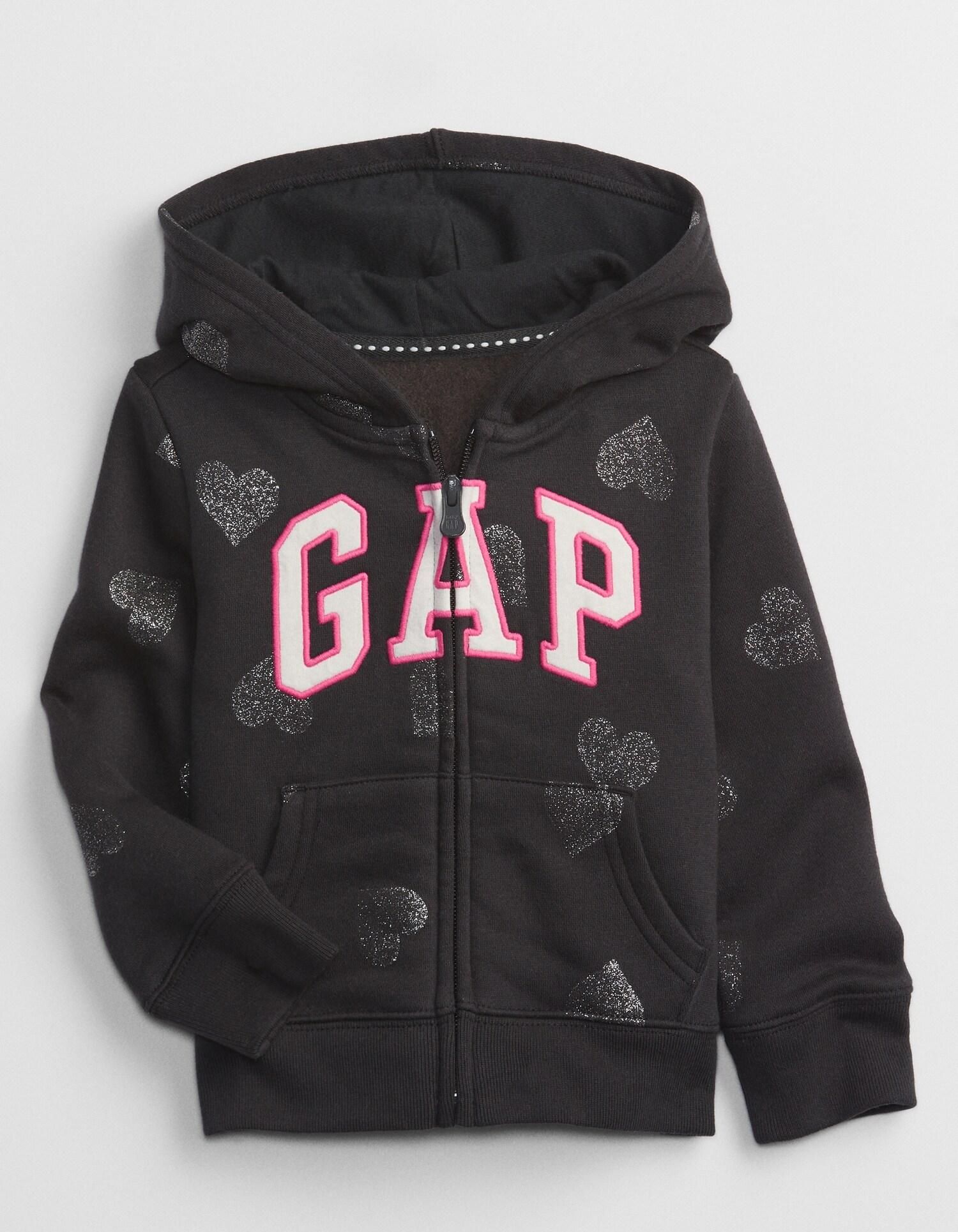 Černá holčičí mikina se srdíčky GAP Logo - 80-86 - obrázek 1