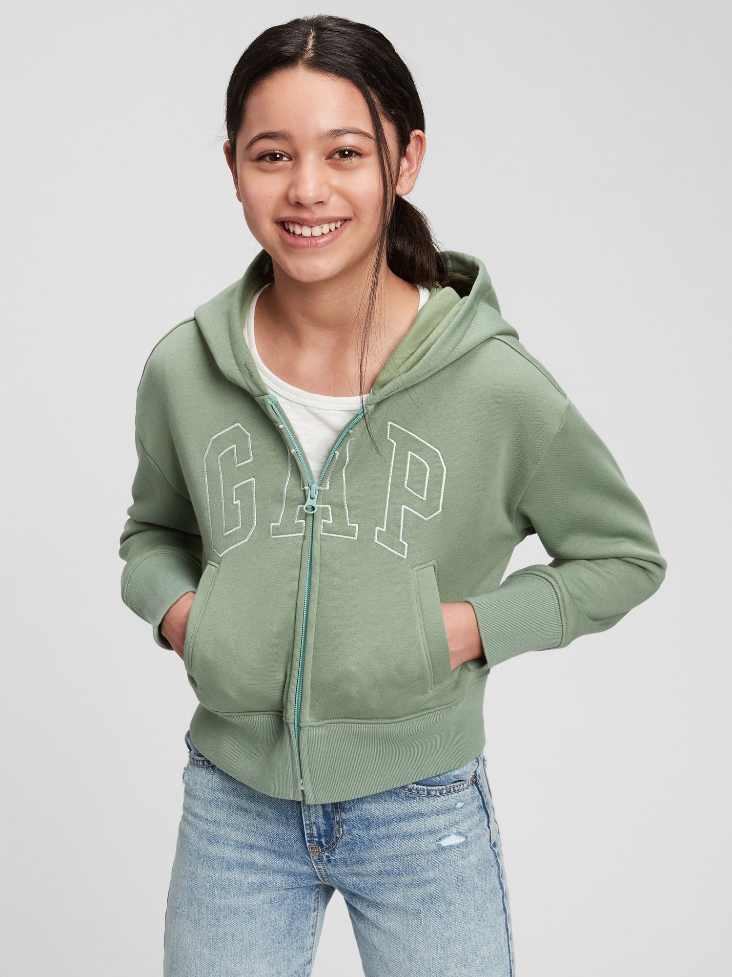 Zelená holčičí mikina GAP Logo hoodie - 98-110 - obrázek 1