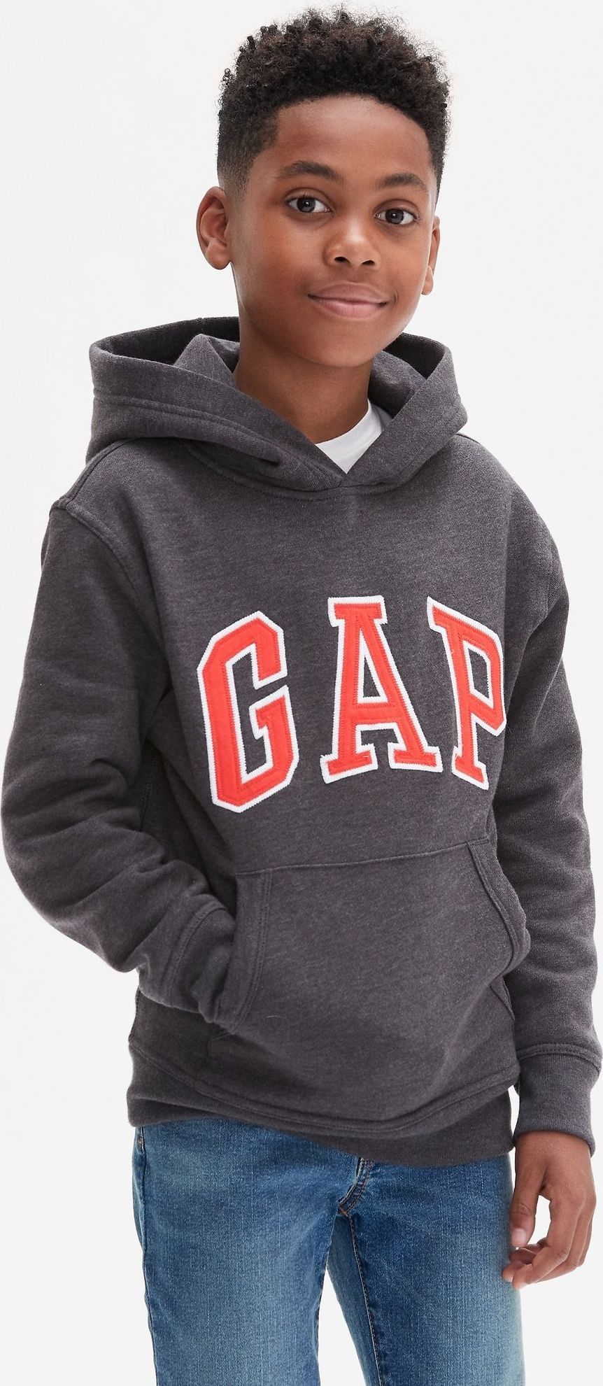 Šedá klučičí mikina GAP Logo hoodie - 98-110 - obrázek 1