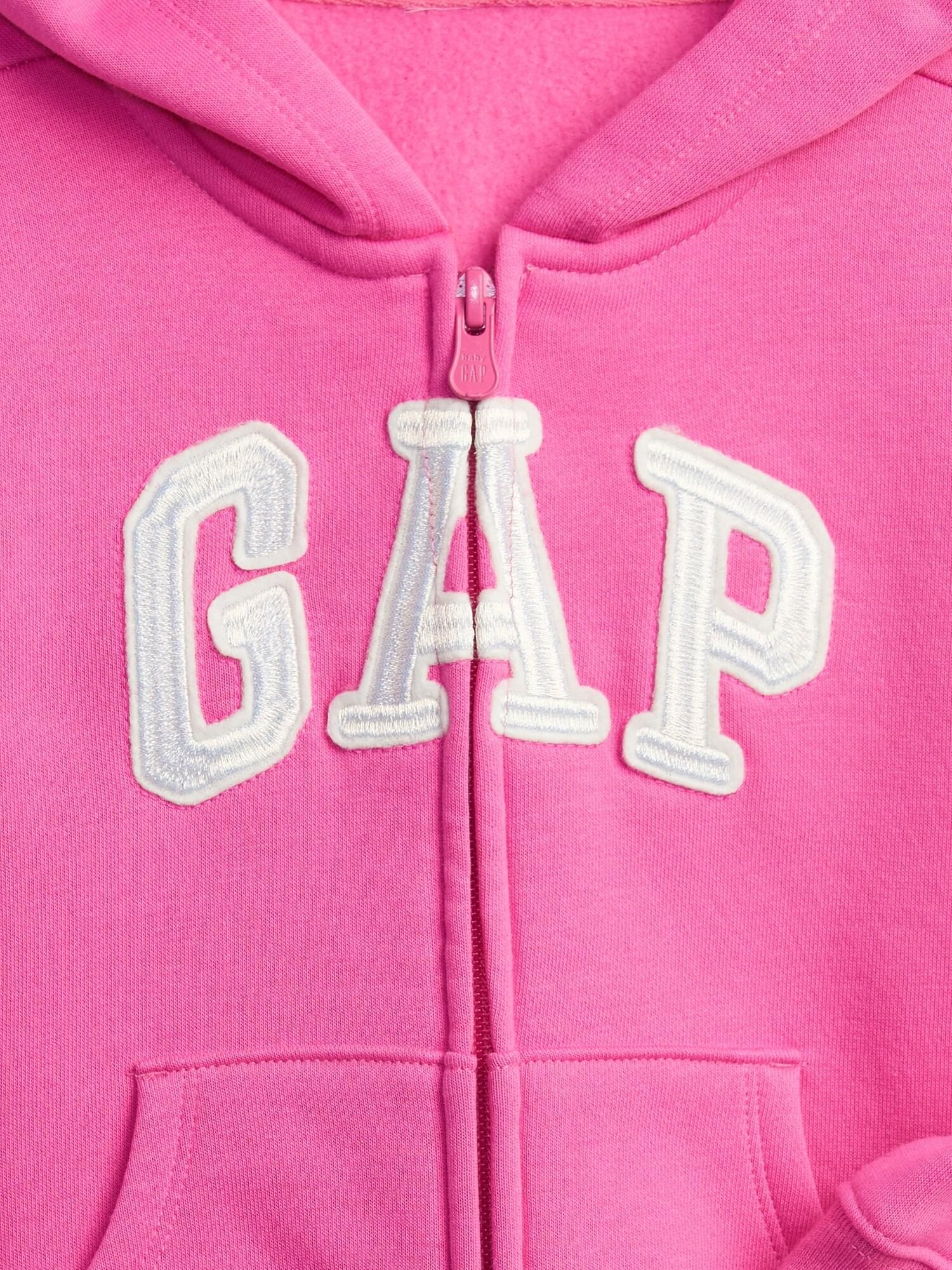 Růžová holčičí mikina GAP Logo full zip hoodie - 80-86 - obrázek 3