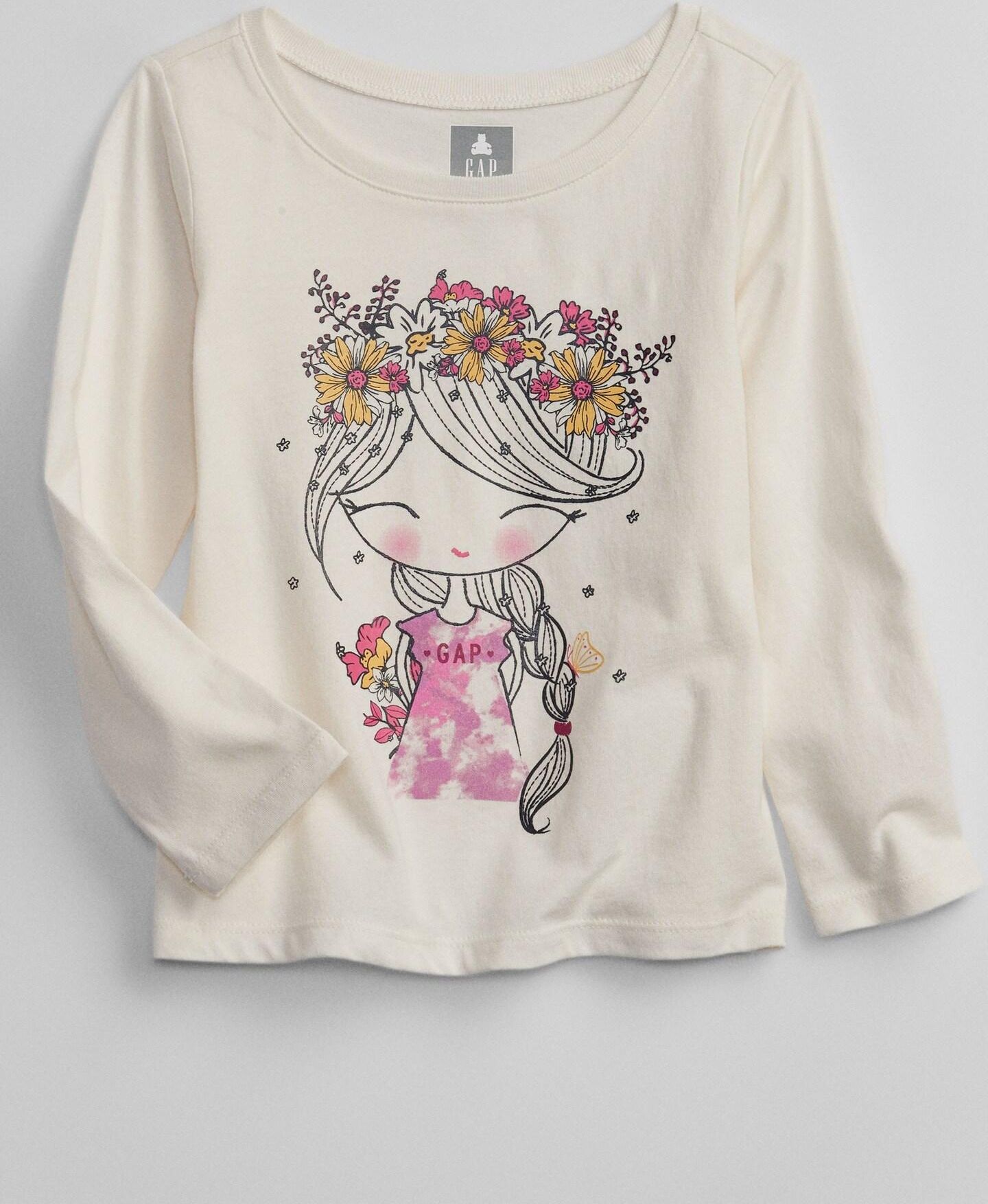 Béžové holčičí tričko long sleeve graphic t-shirt - 80-86 - obrázek 1